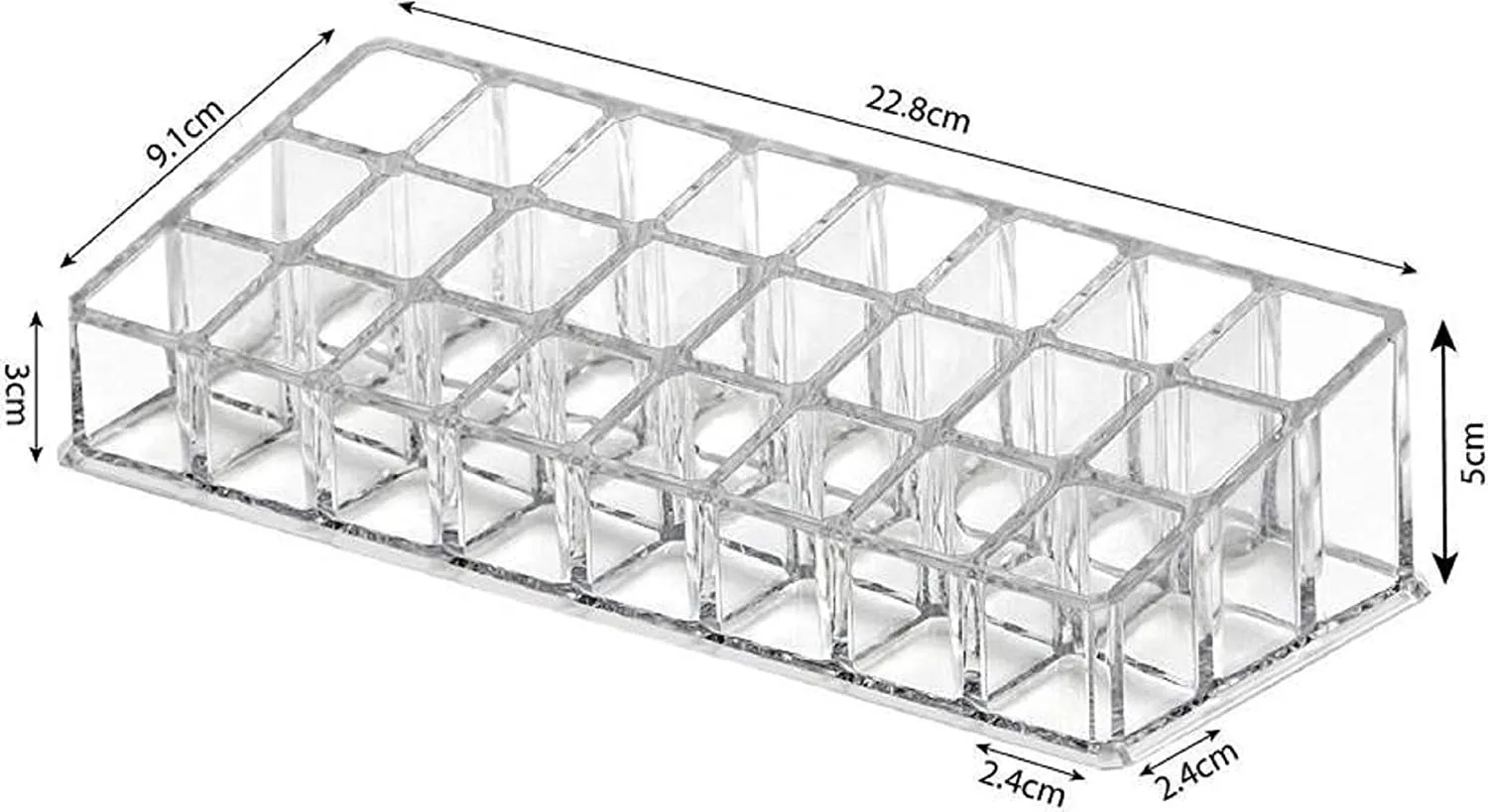 24 Compartment Makeup Lipstick Storage Holder Organizer Case, Pack of 1, Transparent