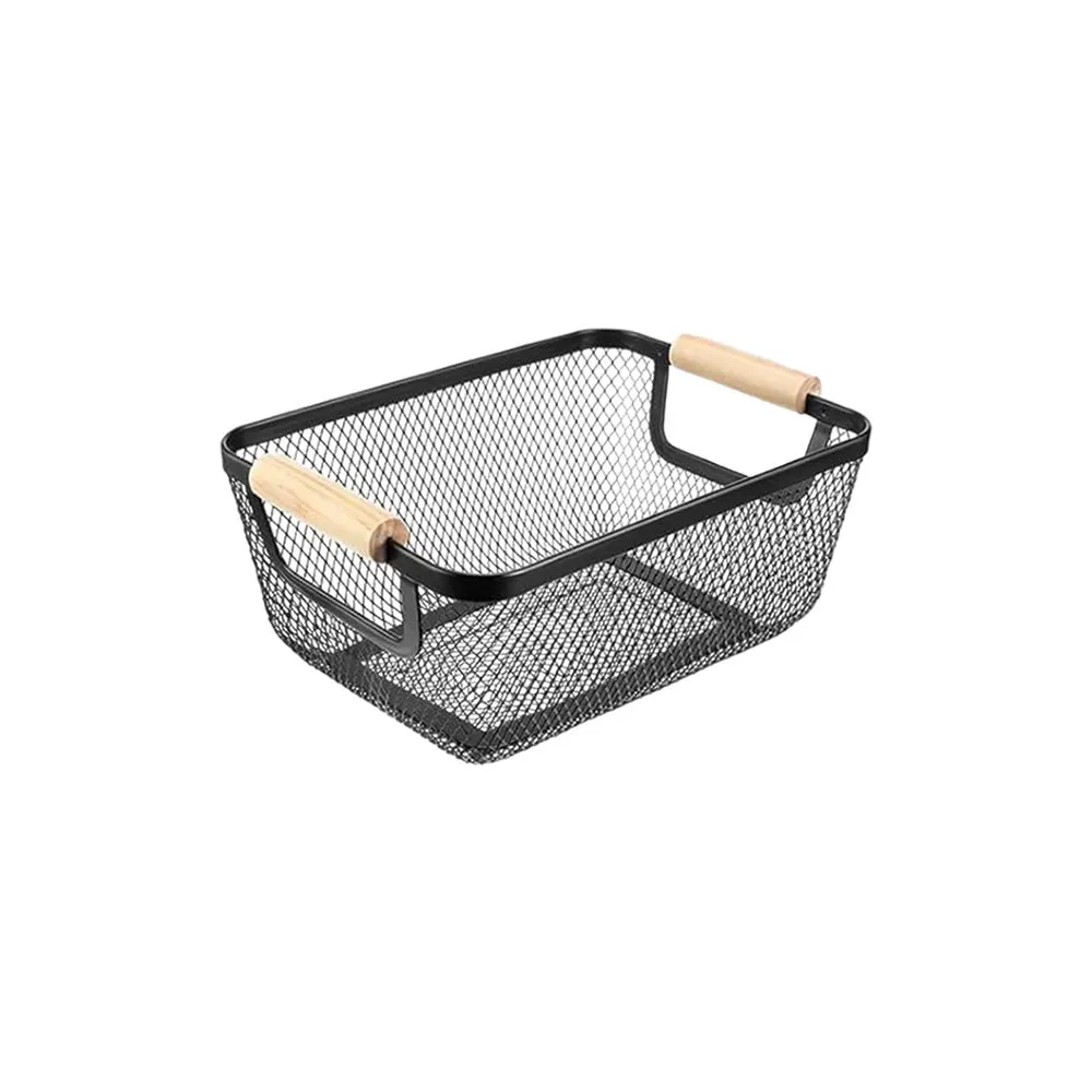 25 X 17.1Cm Multi-Functional Kitchen Fruit Basket With Wood Handle 441834