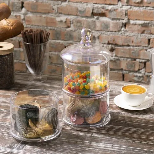 3-Tier Iridescent Rainbow Tone Translucent Stacking Apothecary Jars, Round Glass Display Candy and Cookie Containers