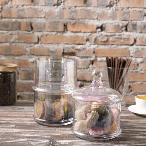 3-Tier Iridescent Rainbow Tone Translucent Stacking Apothecary Jars, Round Glass Display Candy and Cookie Containers