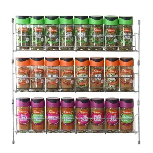 3 Tier Spice Rack - Chrome Herb Jar Holder for Pantry