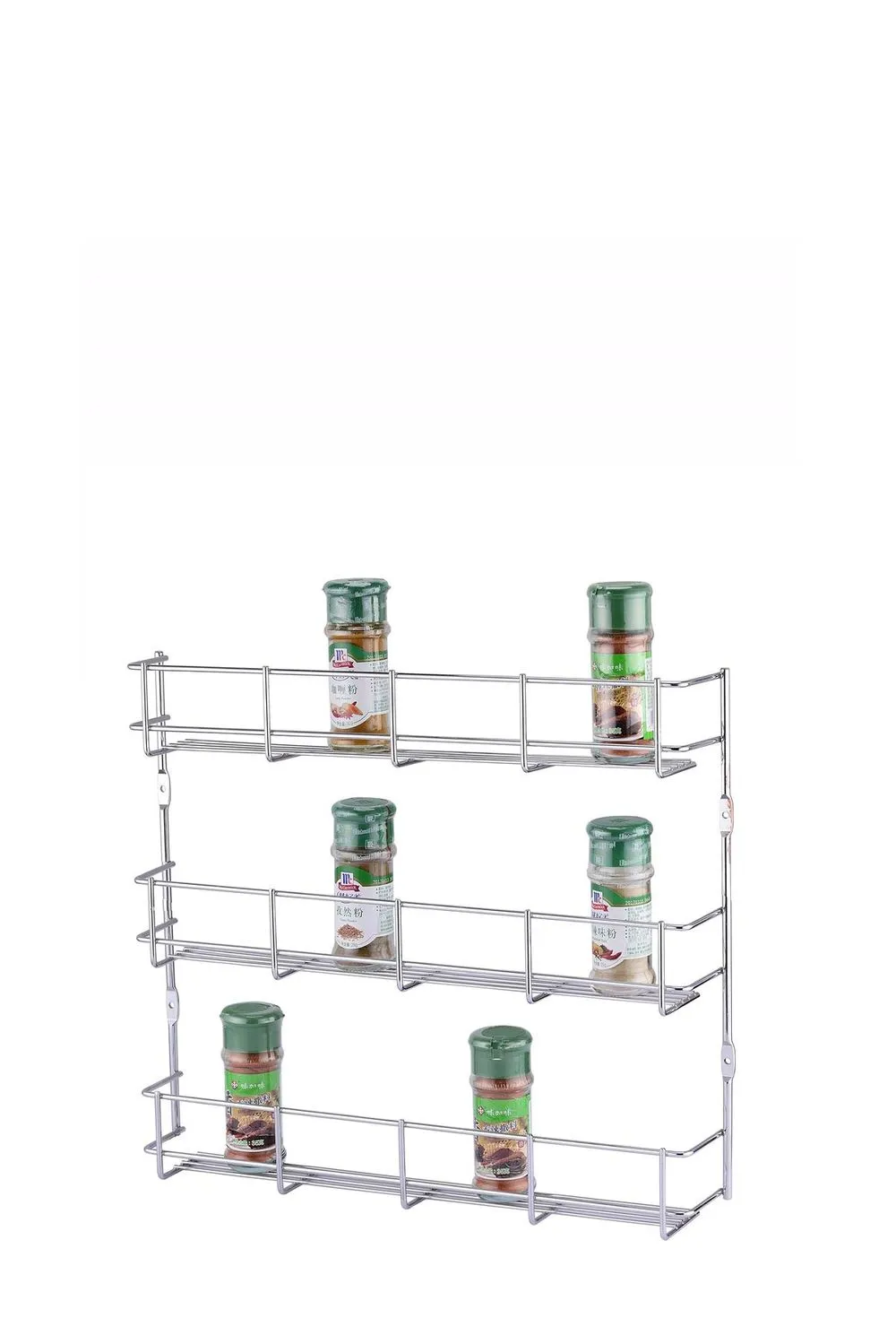 3 Tier Spice Rack - Chrome Herb Jar Holder for Pantry