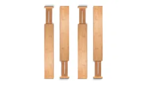 4 Pack: Bamboo Adjustable Drawer Dividers - Organize Today - Ships Next Day!