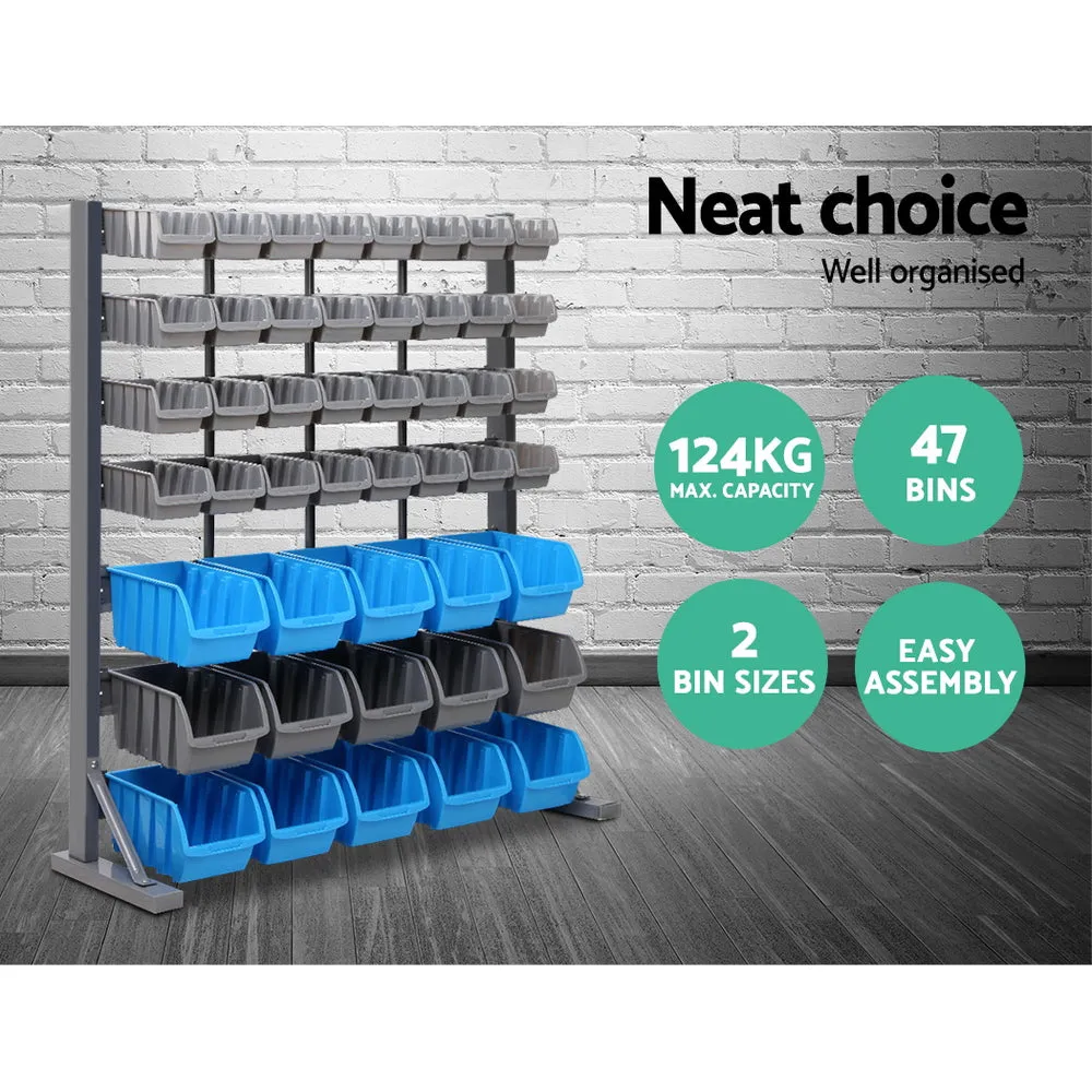 47 Storage Bin Rack Free Stand Steel Stand