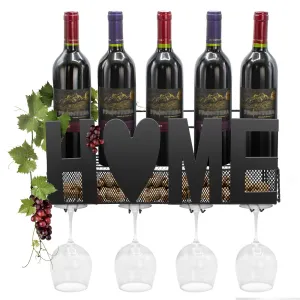 5 Bottle 4 Glass Wine Rack