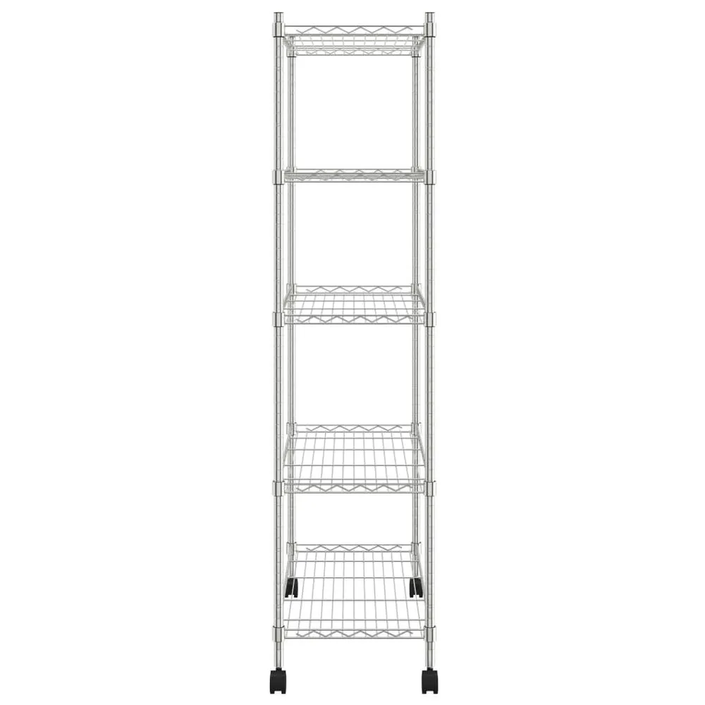 5-Tier Storage Cart with Wheels - Chrome Utility Shelf