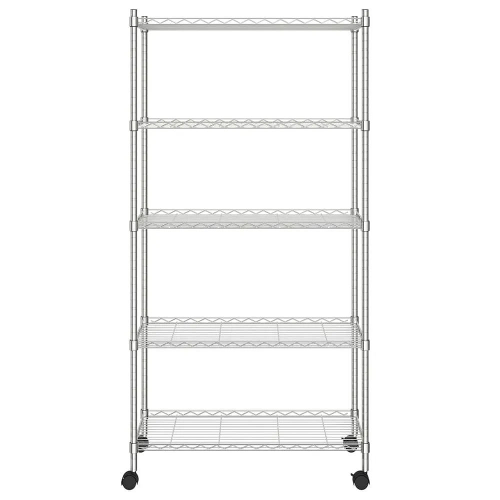 5-Tier Storage Cart with Wheels - Chrome Utility Shelf