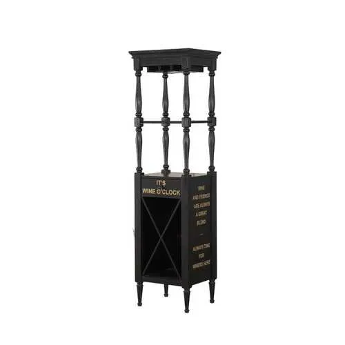 73" Wooden Black Wine Cabinet with open Compartments