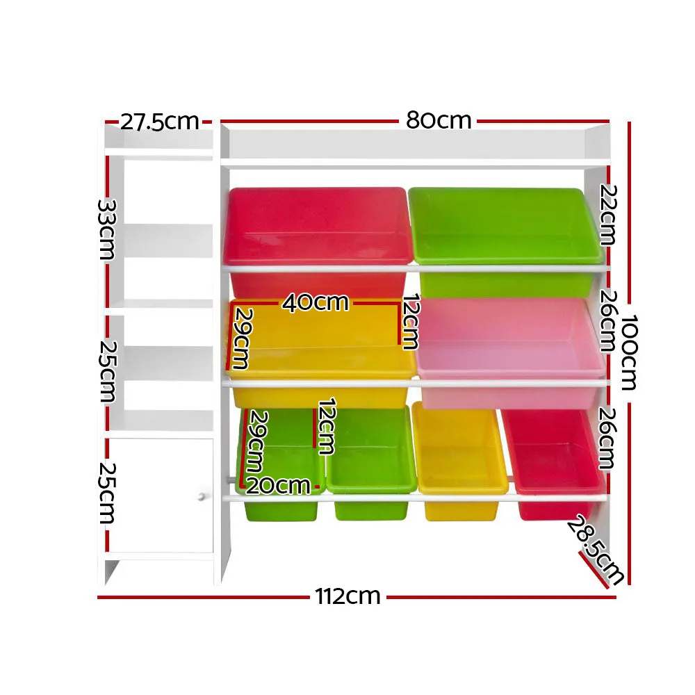 8 Bins Kids Toy Box Storage Organiser Rack Bookshelf Drawer Cabinet
