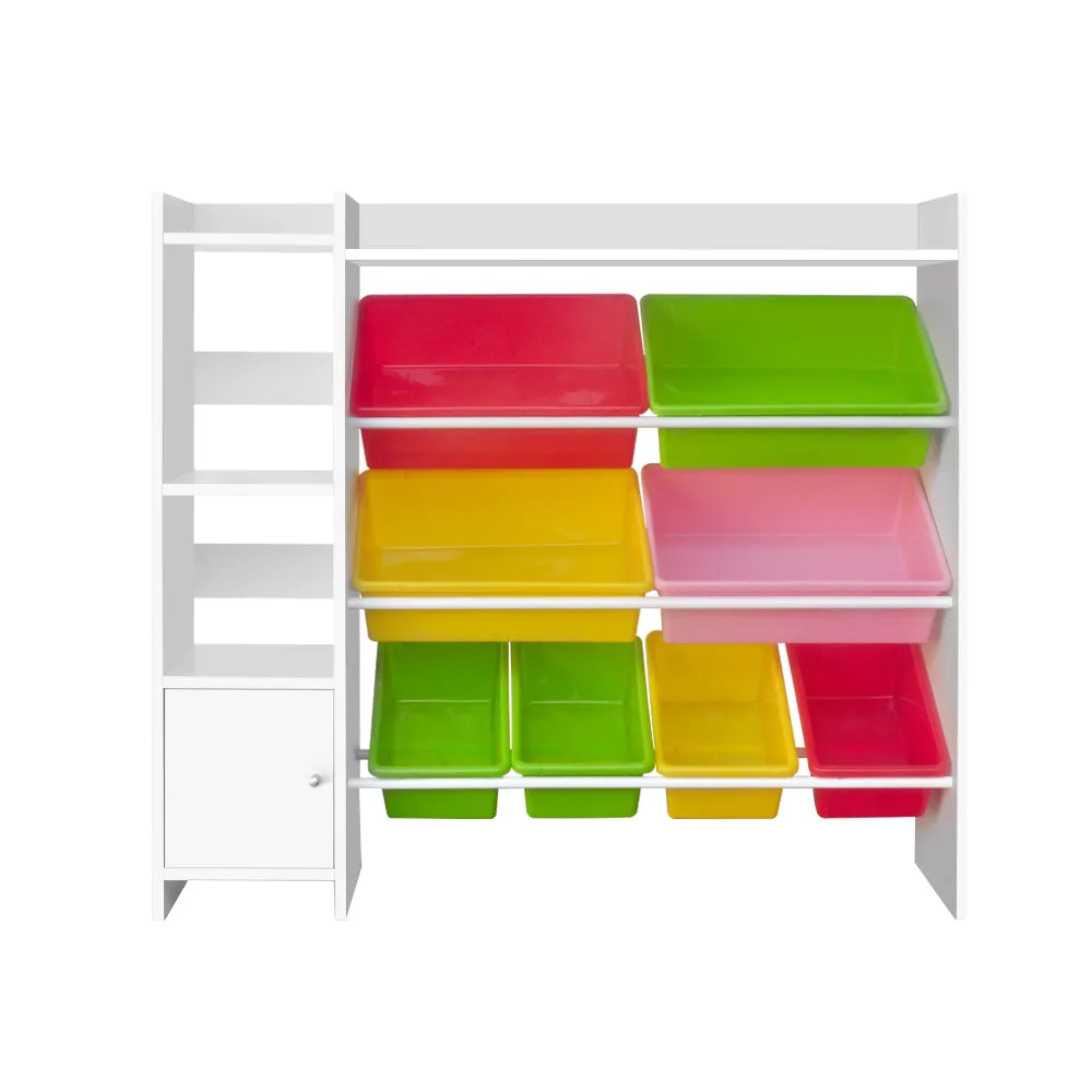 8 Bins Kids Toy Box Storage Organiser Rack Bookshelf Drawer Cabinet