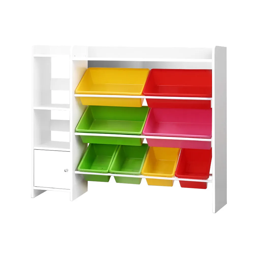 8 Bins Kids Toy Box Storage Organiser Rack Bookshelf Drawer Cabinet