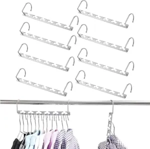 8 Pcs 260mm x 72mm Metal Space Saving Clothes Hanger, Closet Hanger Organizer Sturdy Silver