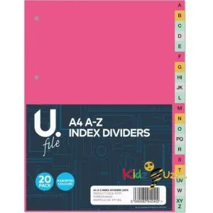 A4 A-Z Index Dividers, 20 Pack