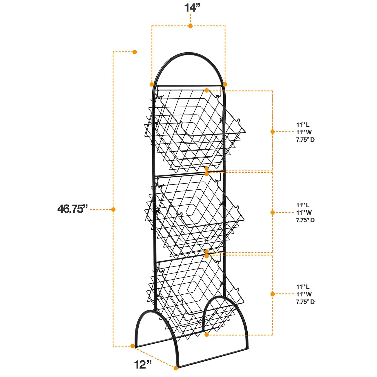 Adjustable Market Basket Stand (3 Tier)