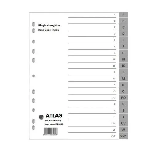 Atlas A-Z Plastic Divider A4