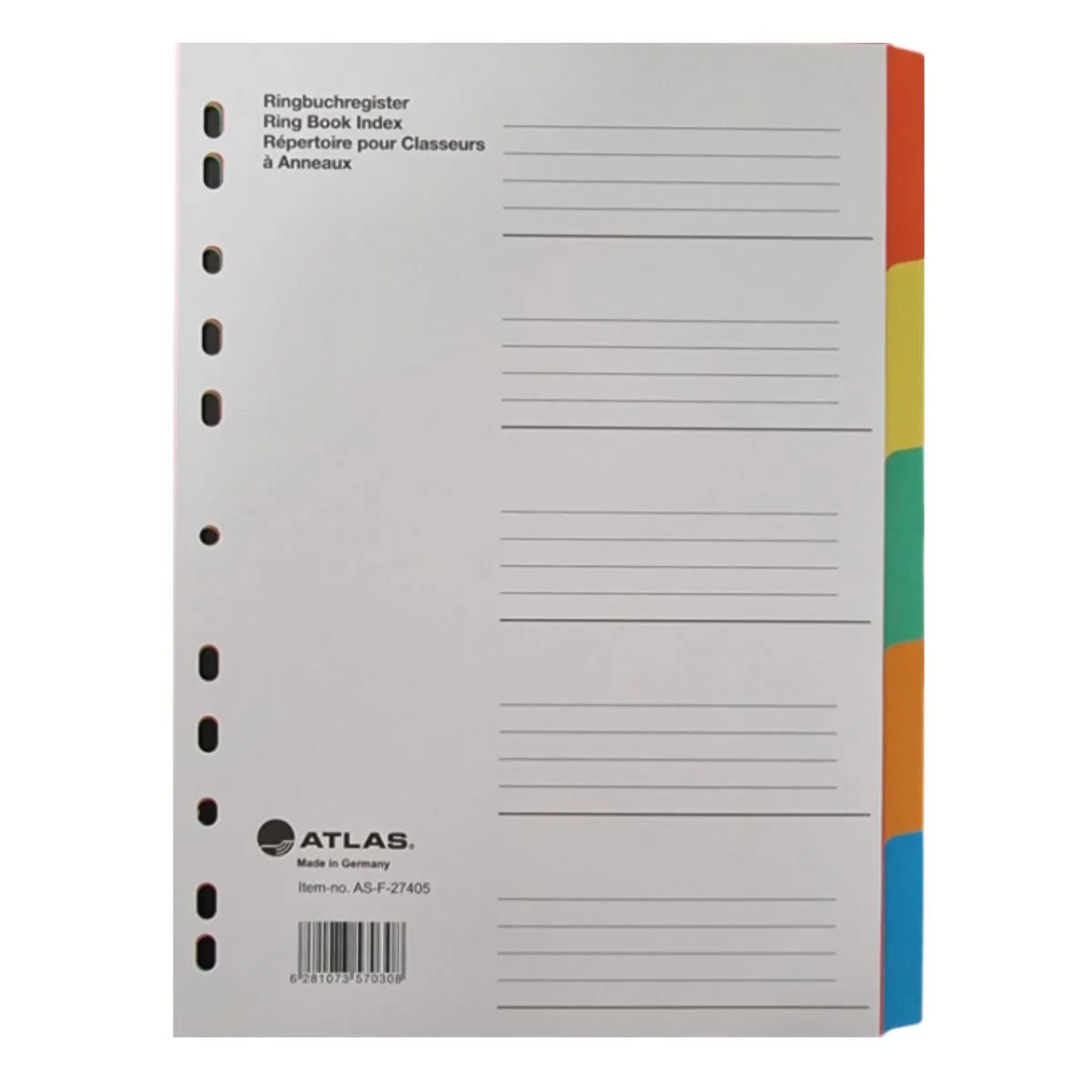 Atlas Manila A4 10-Part Divider Multicolor