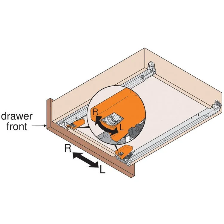 Blum T51.1901 L/R TANDEM 563/569 Side Adjustable Front Locking Device Pair, Left & Right