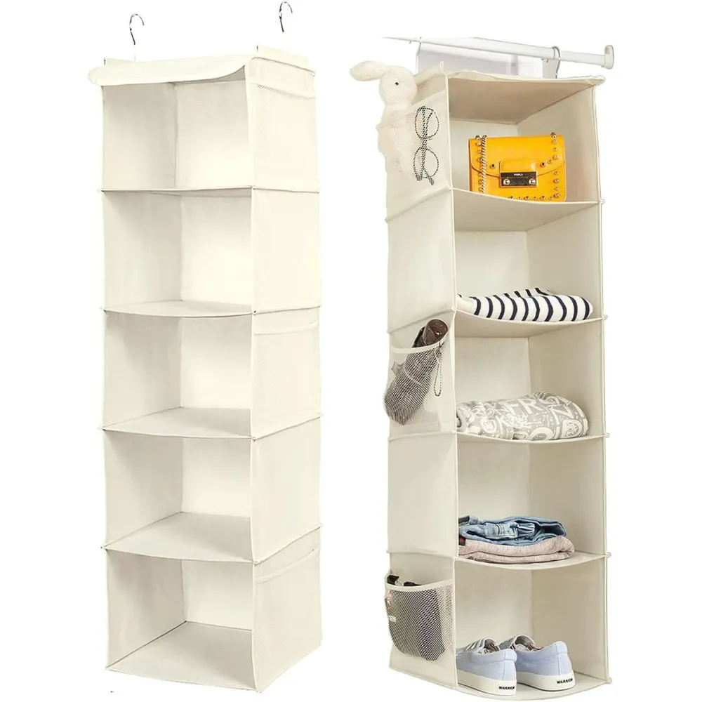 Blushbees® 5-Shelf Hanging Closet Organizer - 2 Pack, Light Gray