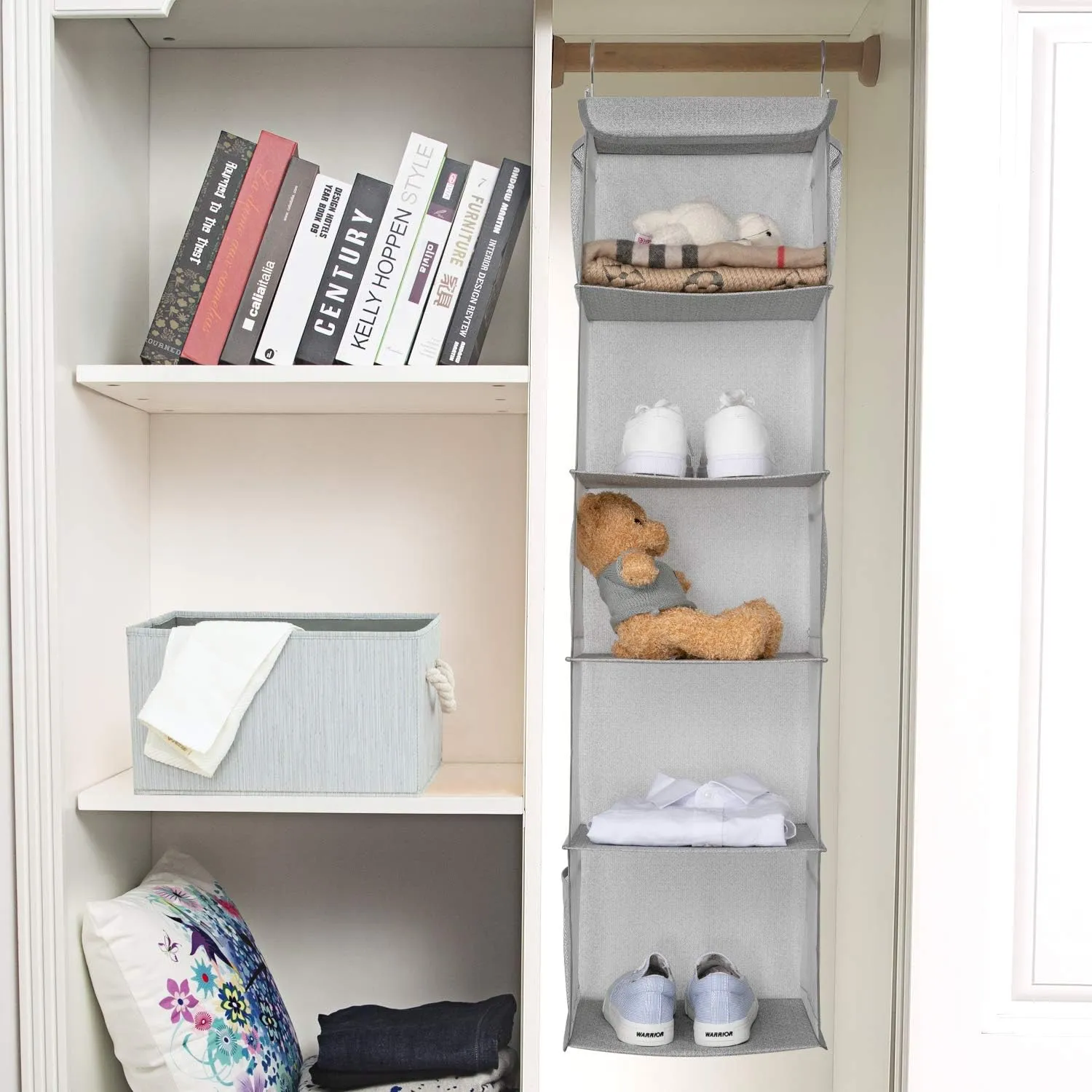 Blushbees® 5-Shelf Hanging Closet Organizer - 2 Pack, Light Gray