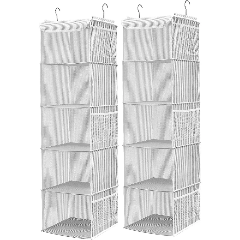 Blushbees® 5-Shelf Hanging Closet Organizer - 2 Pack, Light Gray