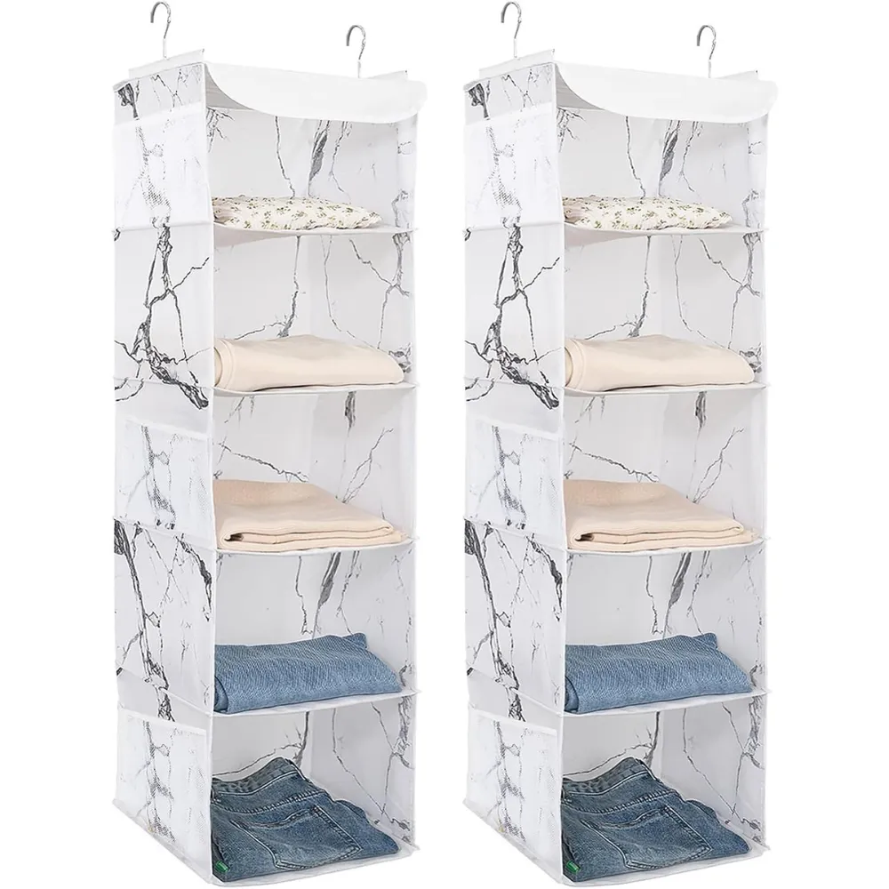 Blushbees® 5-Shelf Hanging Closet Organizer - 2 Pack, Light Gray