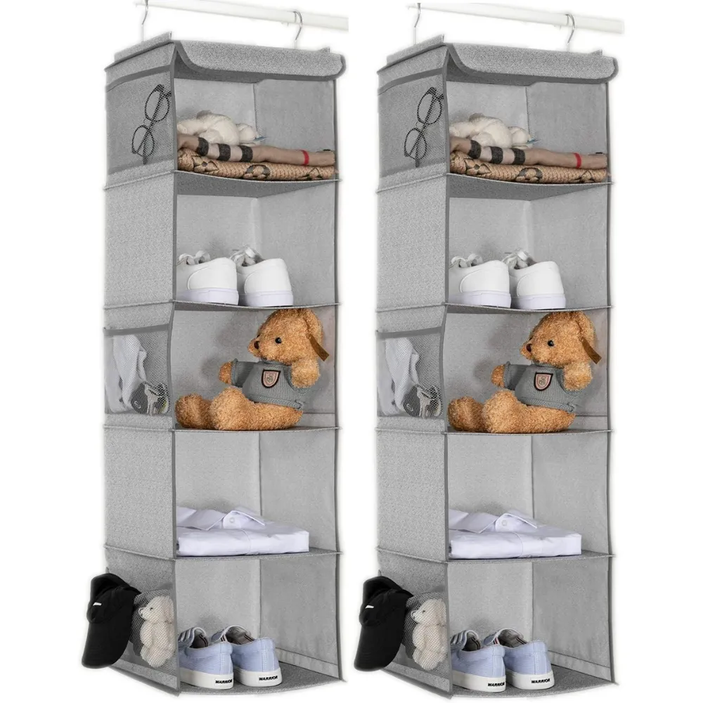 Blushbees® 5-Shelf Hanging Closet Organizer - 2 Pack, Light Gray