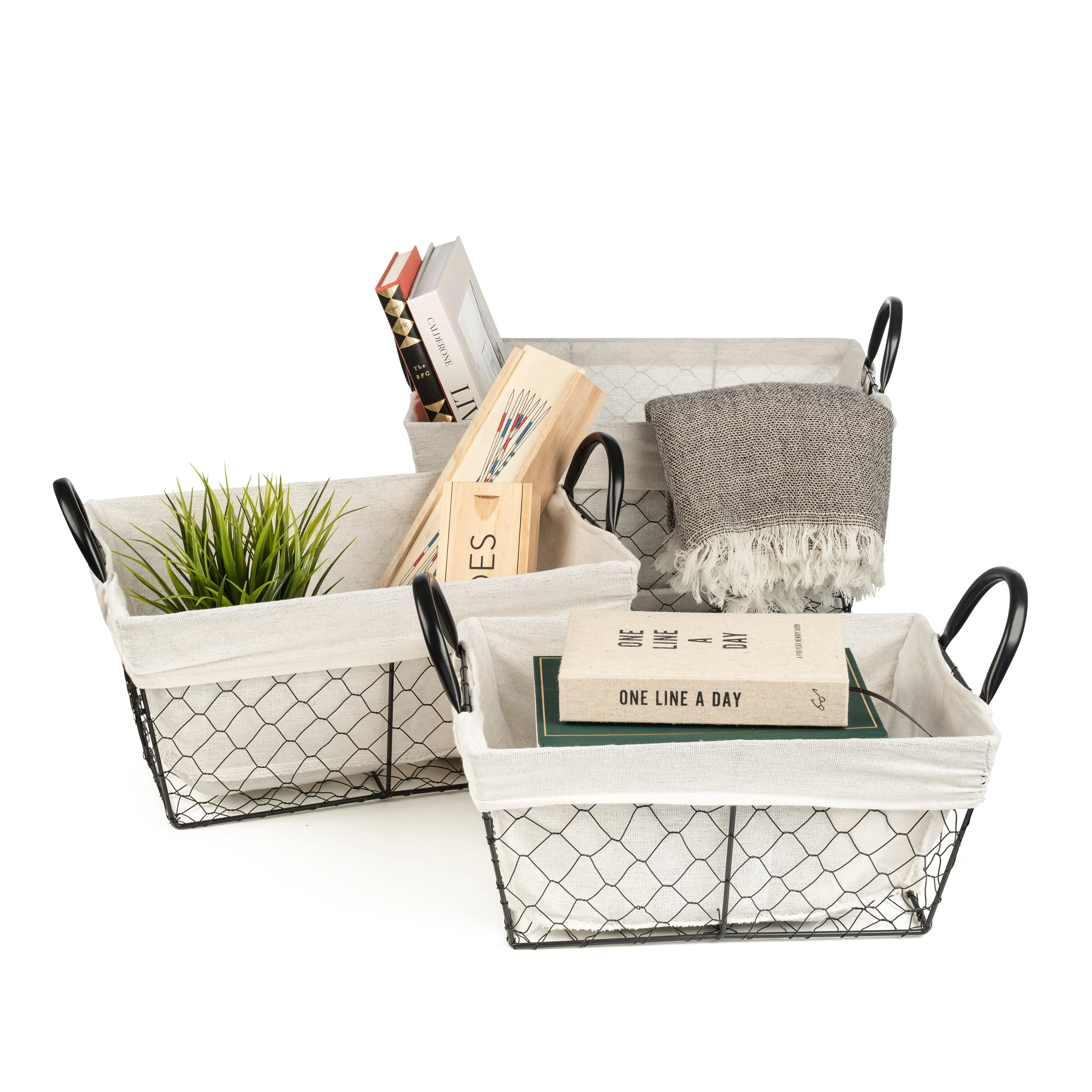 Chicken Wire Storage Baskets (3 Pc)