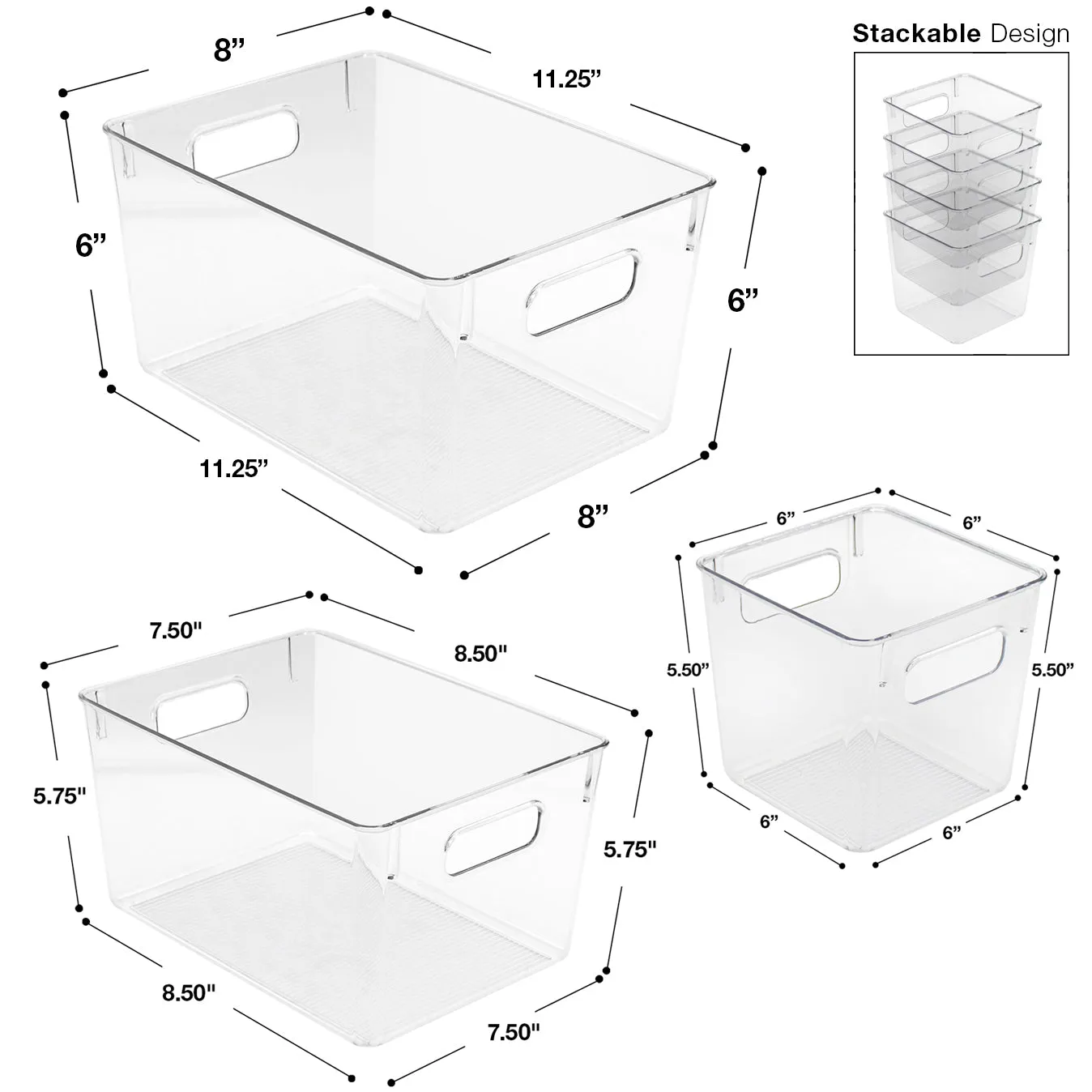 Clear Container Bin Set (3 Pack)