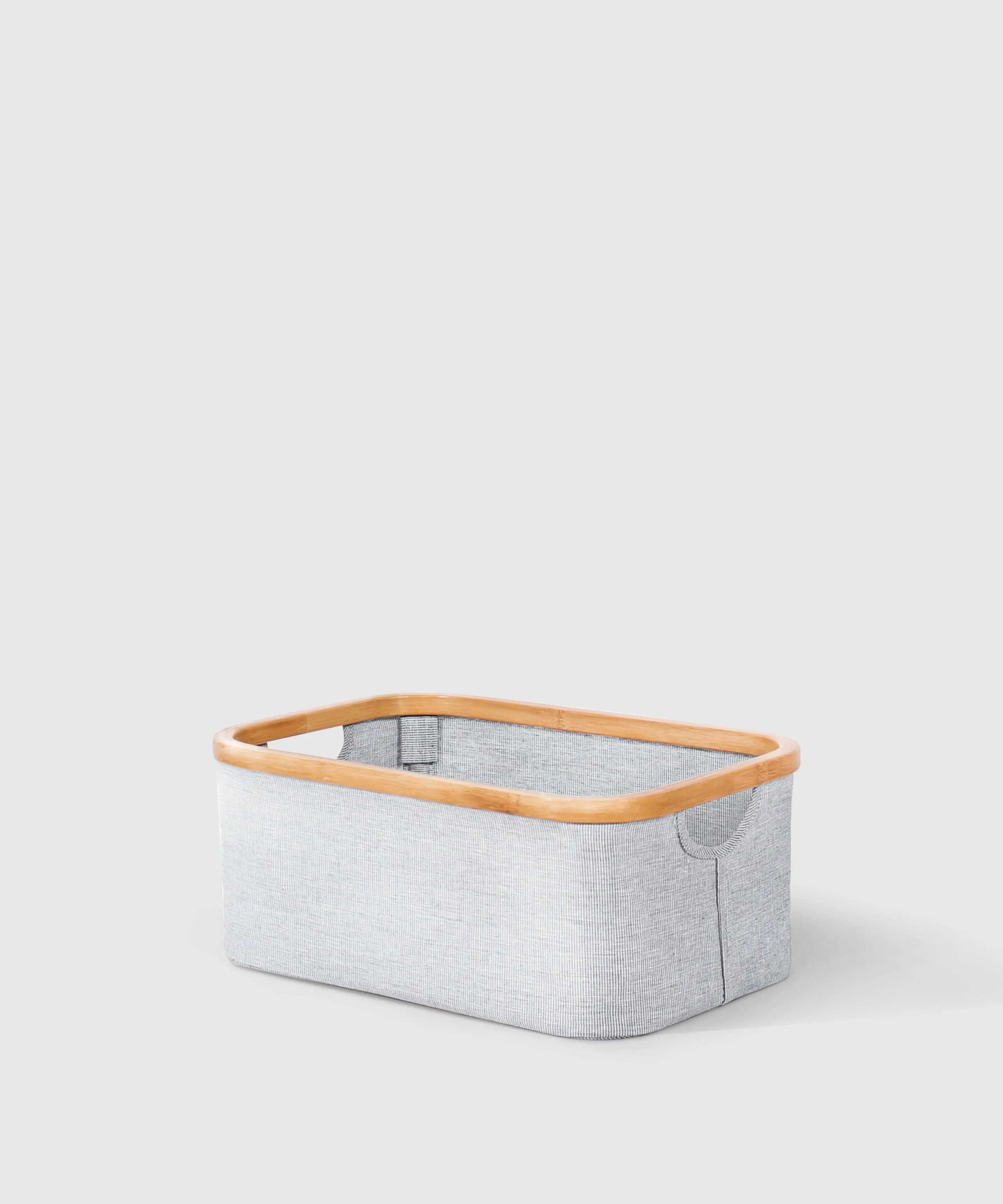 Collapsible Bamboo & Cotton Rectangular Storage Basket