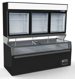 Combisteel Supermarket 3 Door Wall Freezer With Under Freezer - 7455.2535