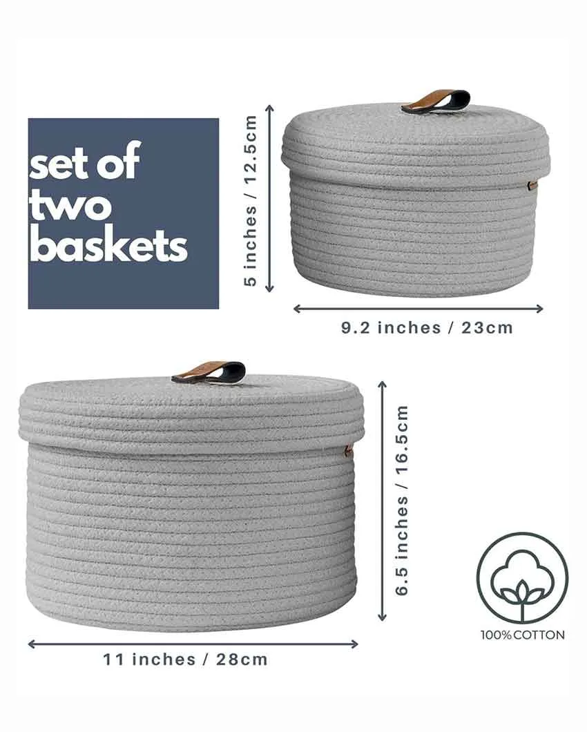 Decorative Multipurpose Cotton Storage Baskets | Set Of 2