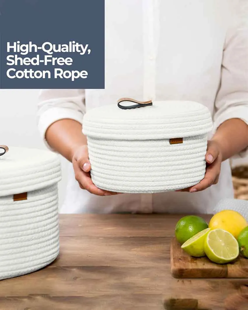 Decorative Multipurpose Cotton Storage Baskets | Set Of 2