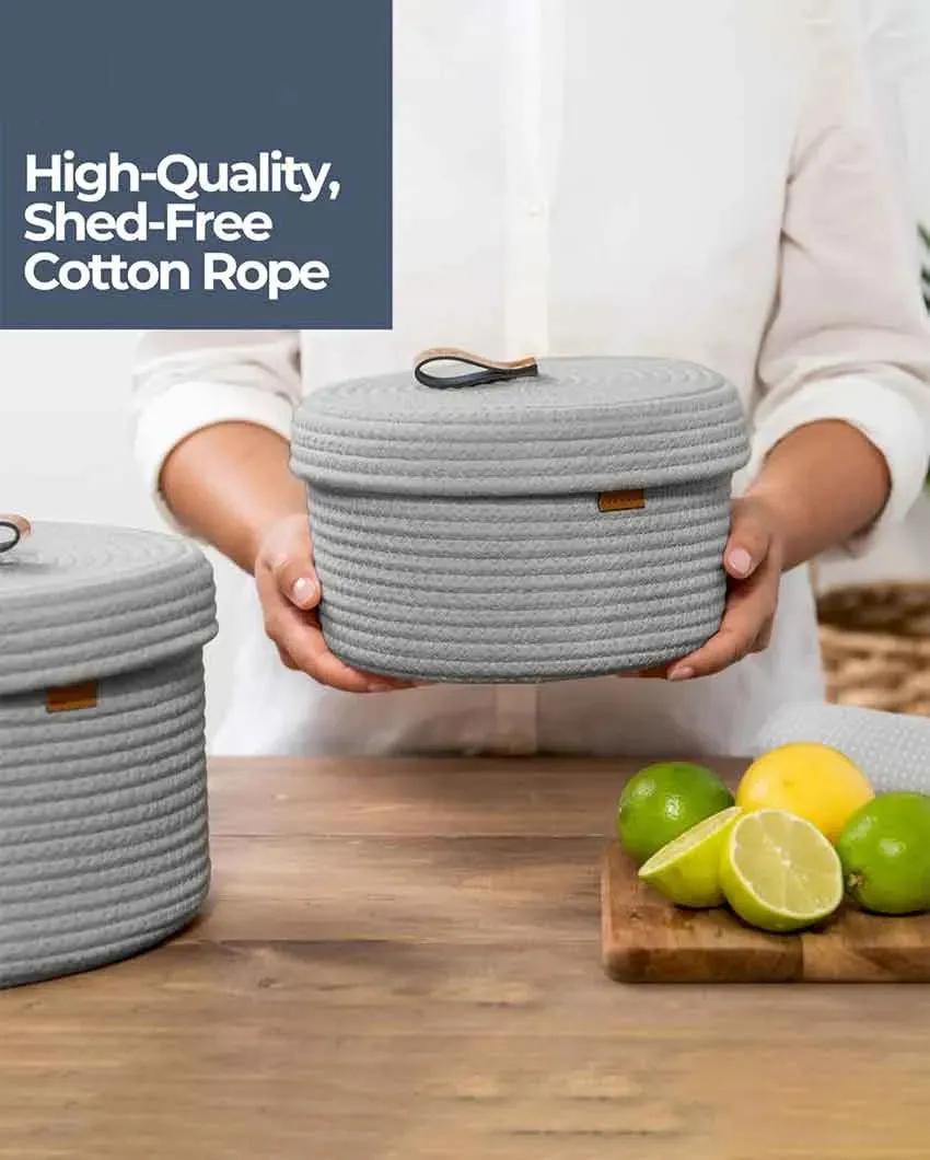 Decorative Multipurpose Cotton Storage Baskets | Set Of 2