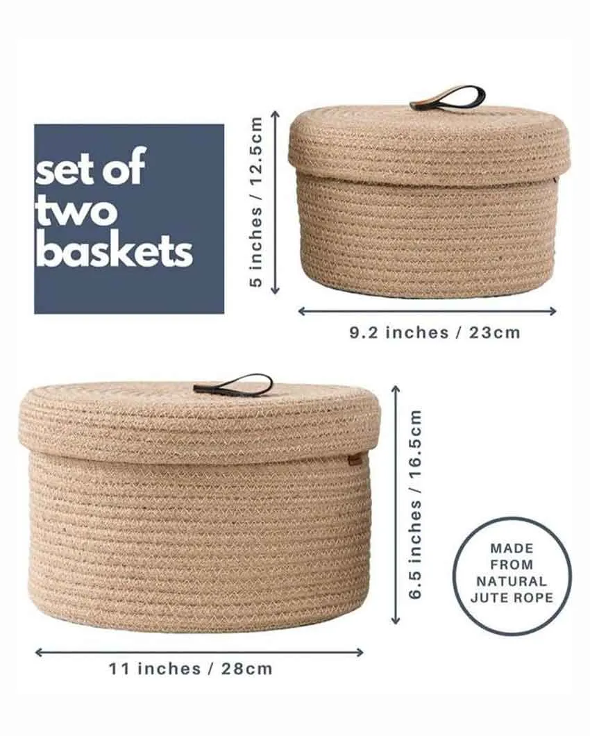 Decorative Multipurpose Cotton Storage Baskets | Set Of 2