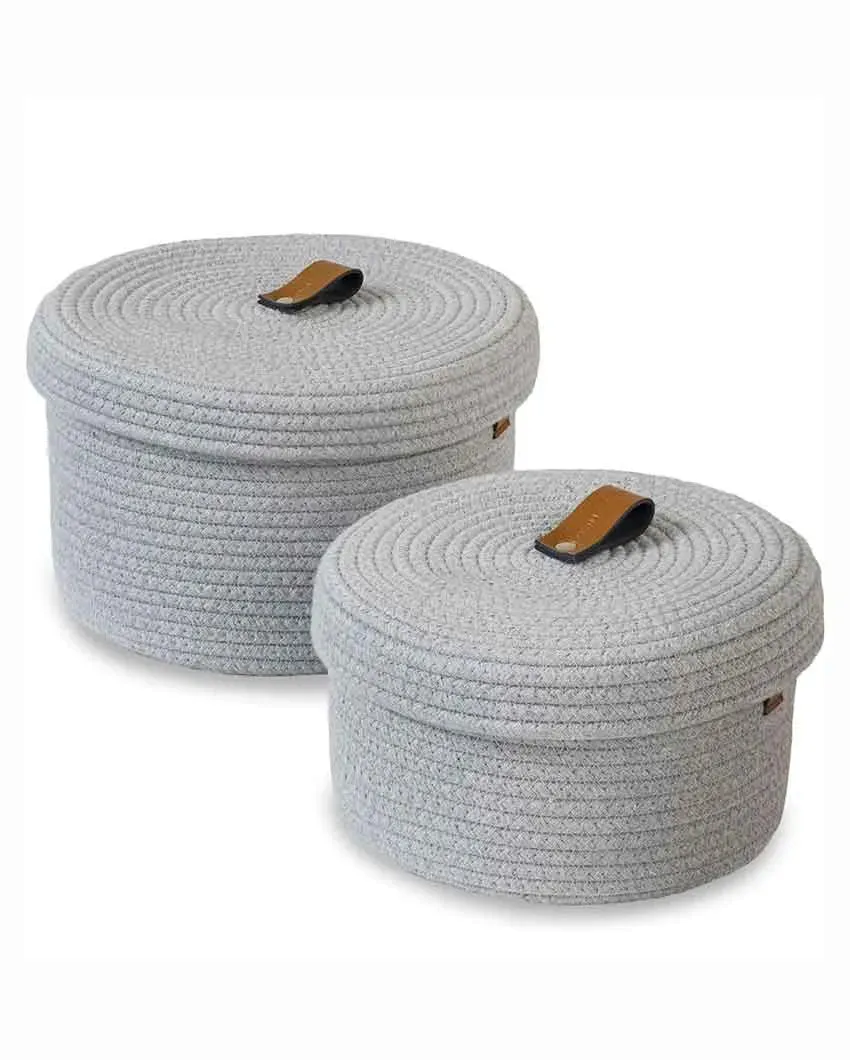 Decorative Multipurpose Cotton Storage Baskets | Set Of 2