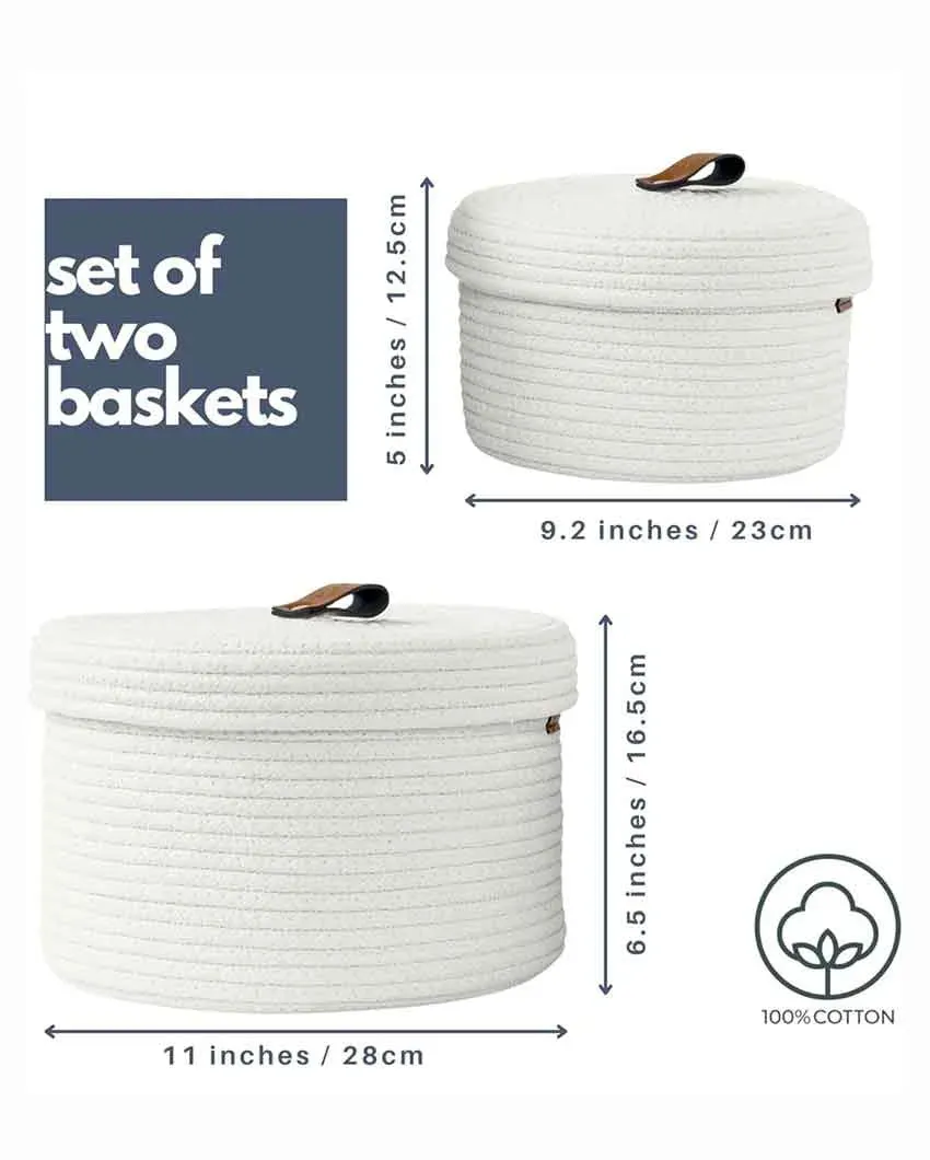 Decorative Multipurpose Cotton Storage Baskets | Set Of 2