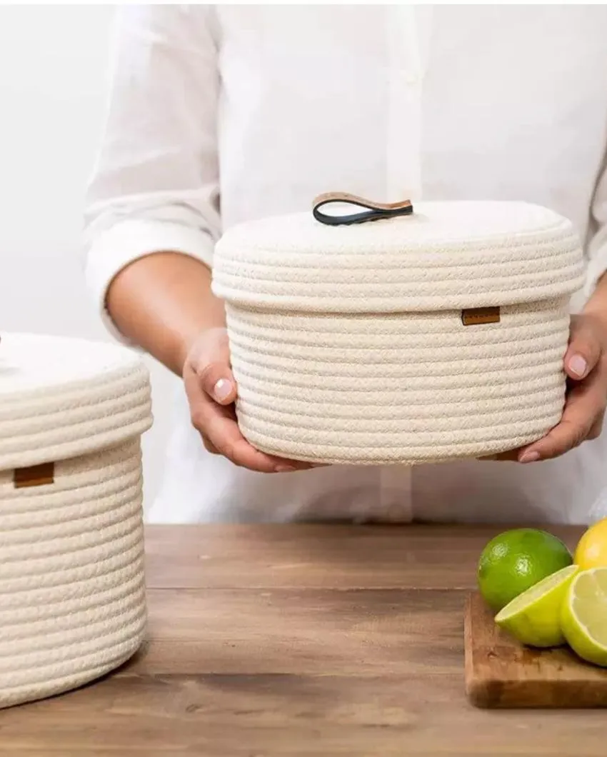 Decorative Multipurpose Cotton Storage Baskets | Set Of 2