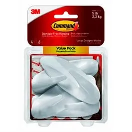 Designer Hooks, White, Large, 4-Pk.