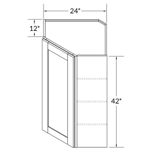 Diagonal Corner Kitchen Cabinet DC2442 Milan Pearl 24 in. width 42 in. height 12 in. depth