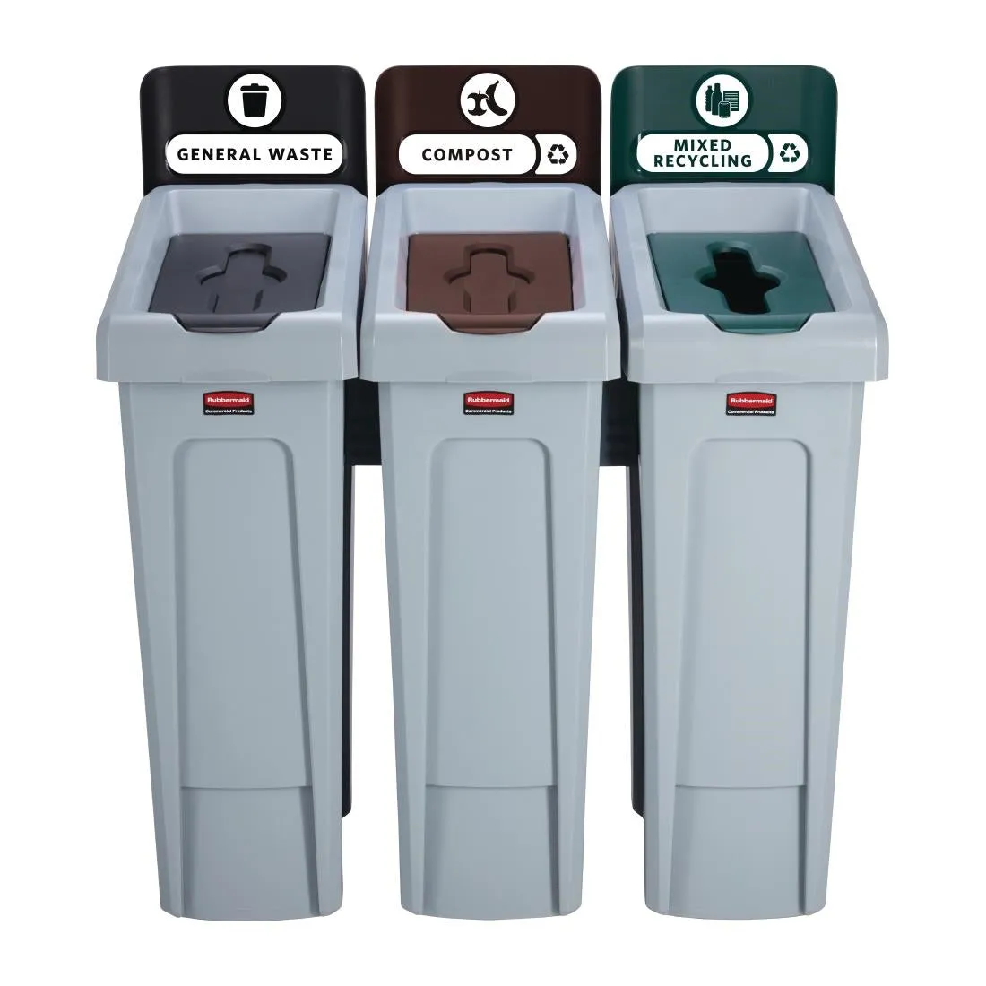 DY080 Rubbermaid Slim Jim Three Stream Recycling Station 87Ltr