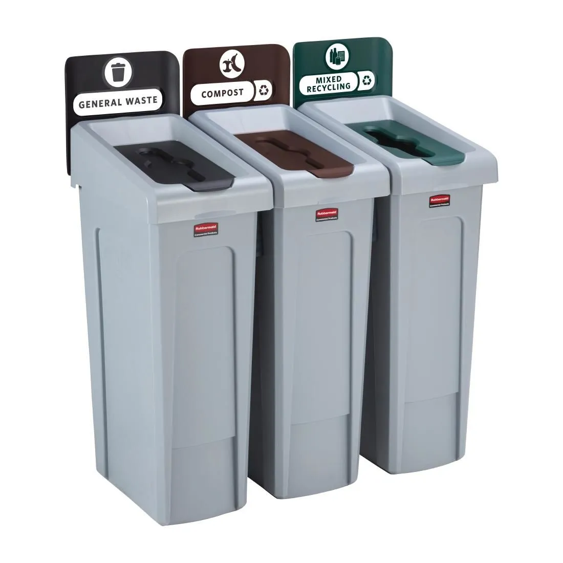 DY080 Rubbermaid Slim Jim Three Stream Recycling Station 87Ltr