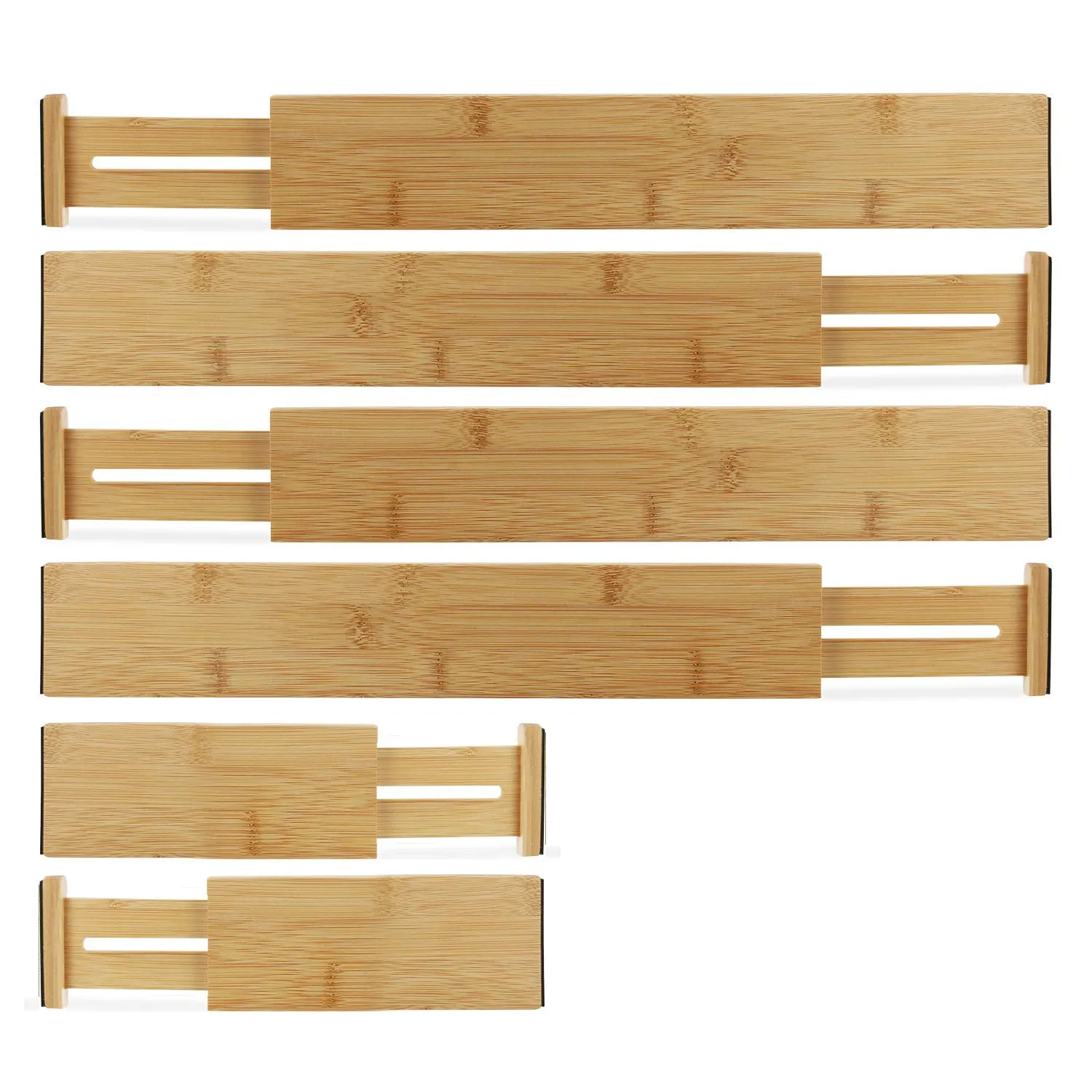 ecozoi Bamboo Drawer Organizer Dividers, Adjustable, Set of 6