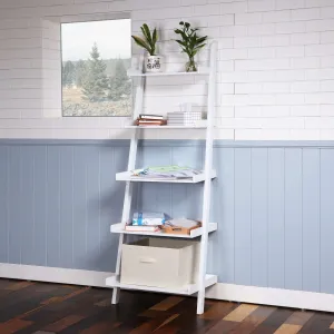 Elegant 5-Tier Ladder Shelf in White - Space-Saving Storage