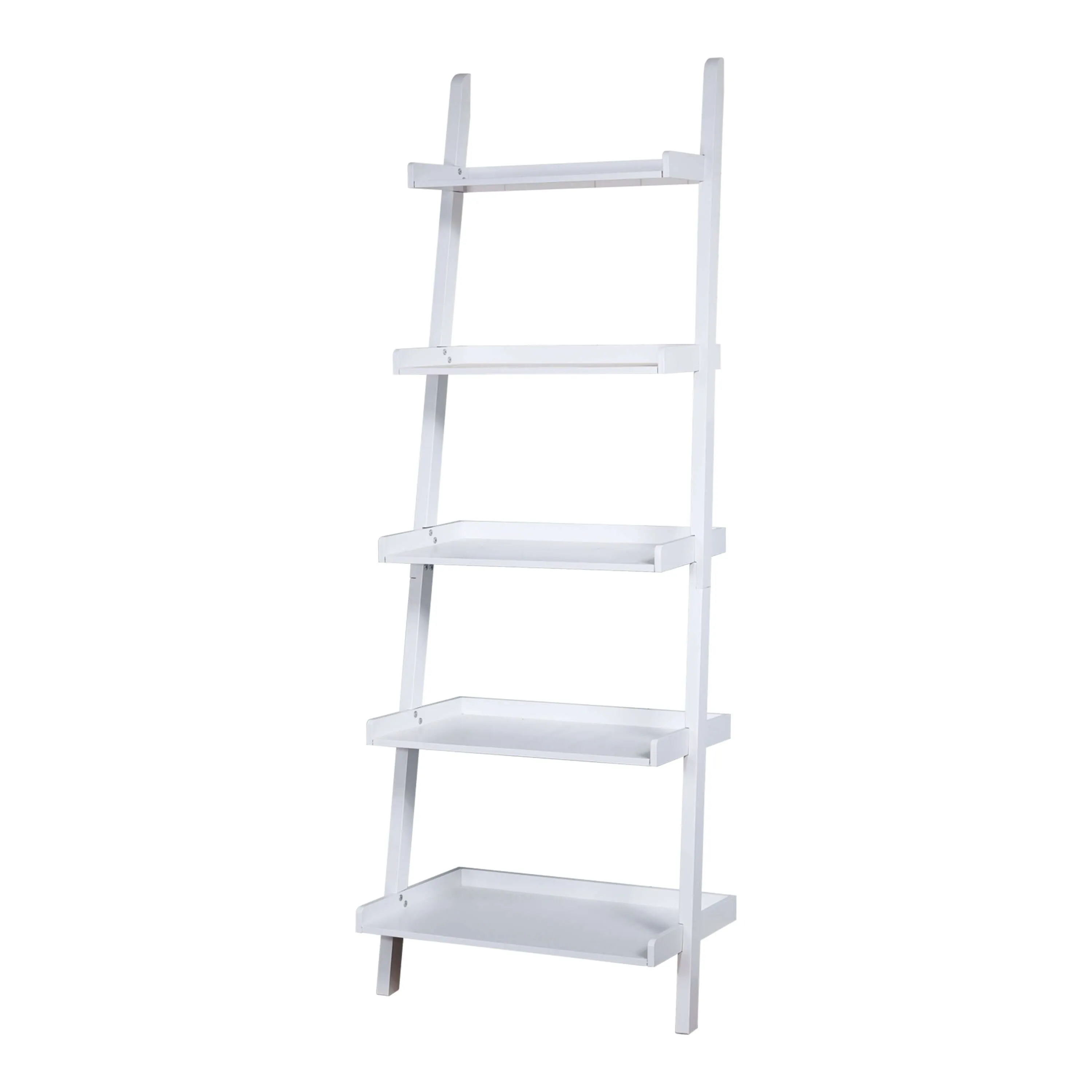 Elegant 5-Tier Ladder Shelf in White - Space-Saving Storage