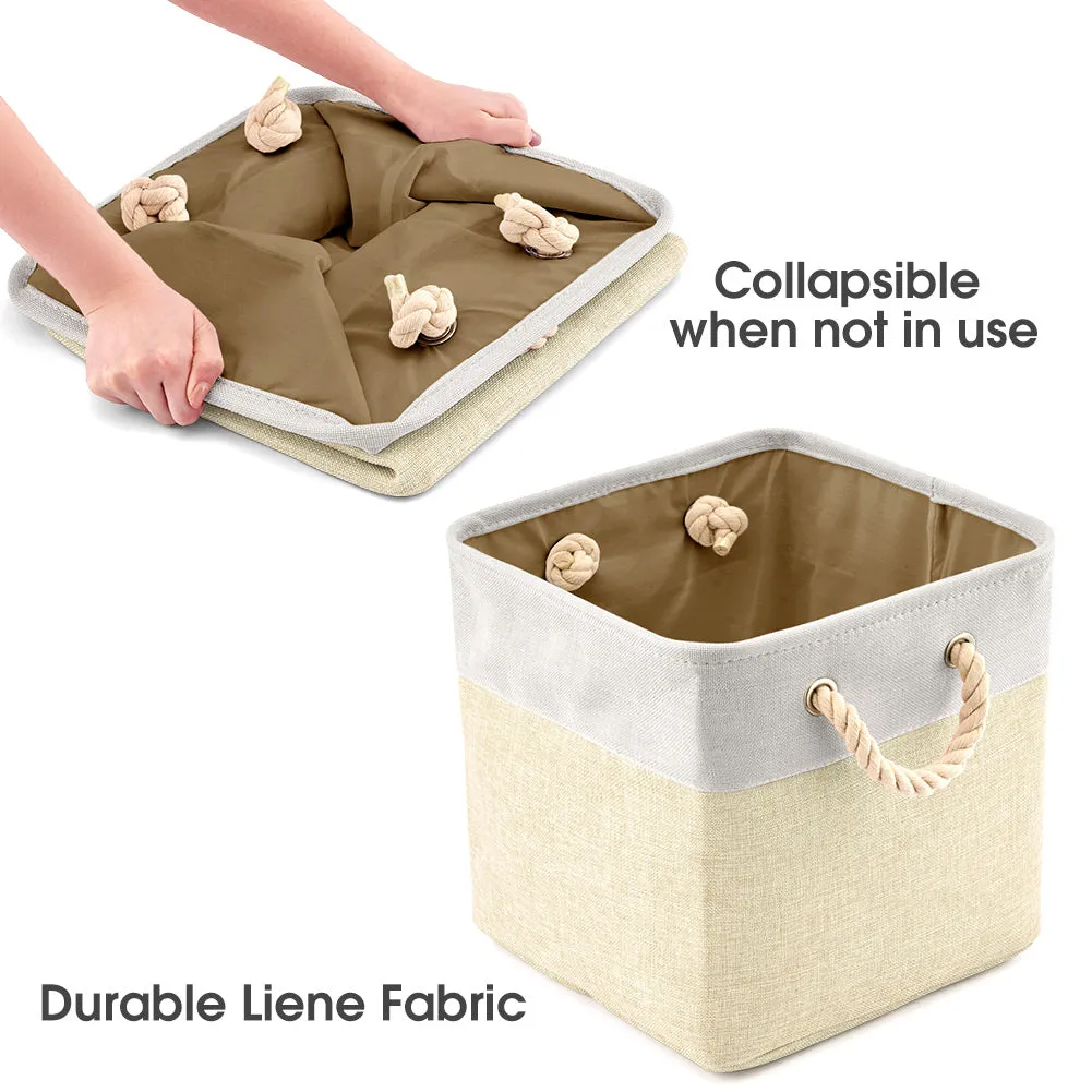 EZOWare Canvas Tweed Storage Cubes Set Baskets 33 x 33 x 33 cm of 3 - Cream