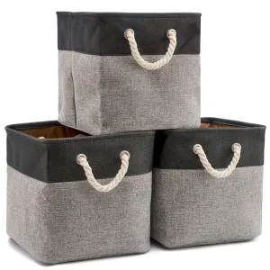 EZOWare Set of 3 Large Storage Bin Baskets, 33 x 33 x 33 cm - Black