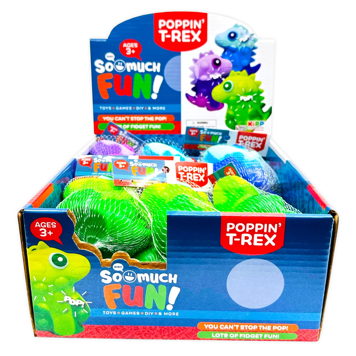 Fidget Pop Dino T-Rex Ball - 12 Pieces Per Retail Ready Display 25006