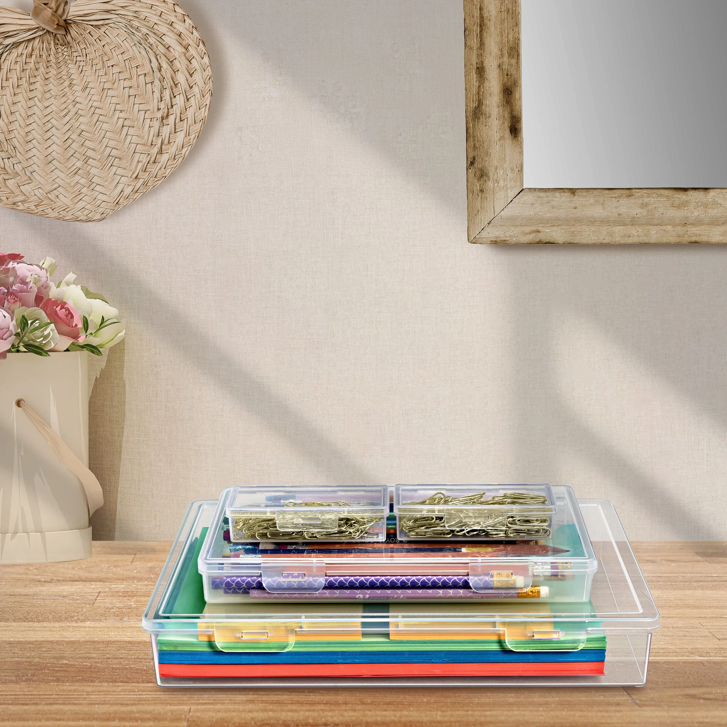 Flat Document & Paper Storage Box Set (4 Pc)