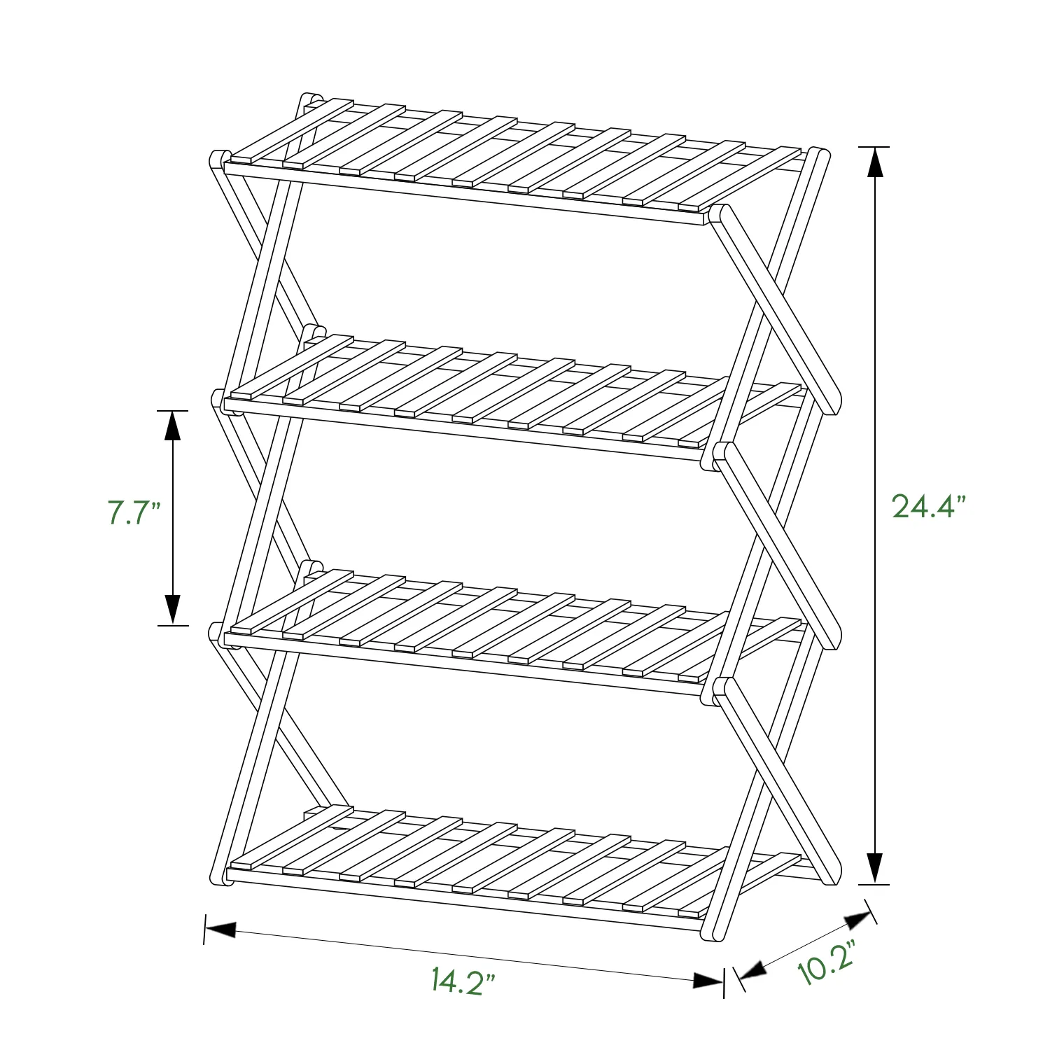 Foldable Multifunctional Shoe Rack Organizer - 4 Tier - Gray