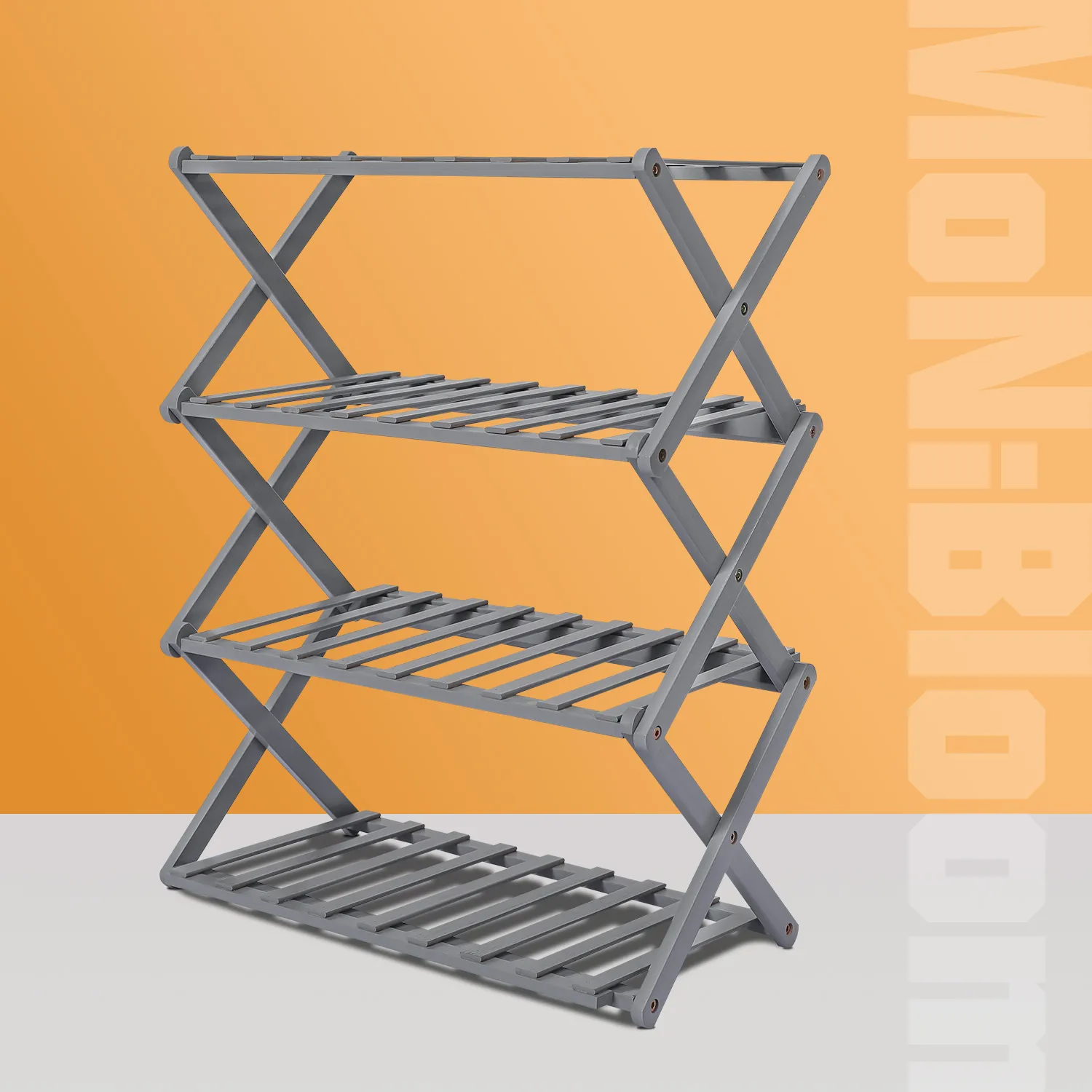 Foldable Multifunctional Shoe Rack Organizer - 4 Tier - Gray